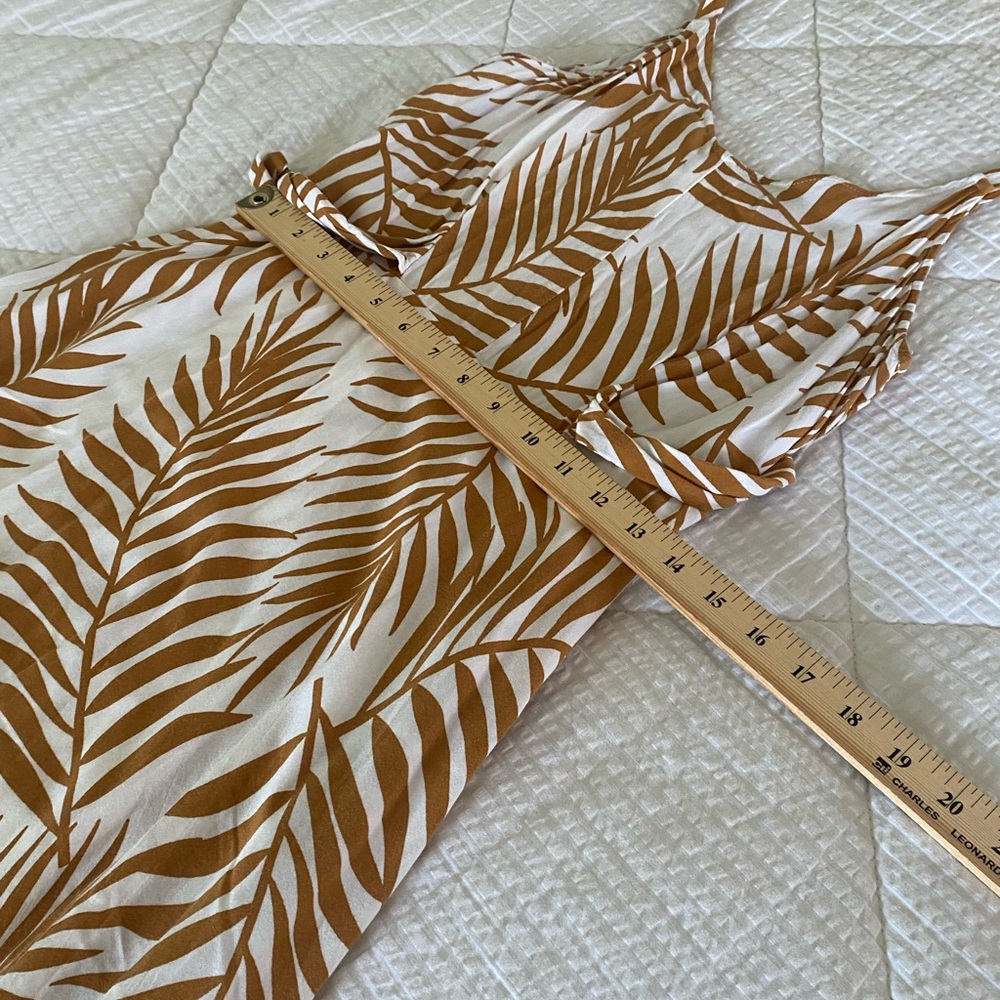 Vince Camuto Palm Print High Waist Tie Front Maxi Silhouette Dress-L - Picture 6 of 11